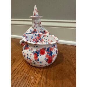 Vintage Unique Red white and Blue White candy dish